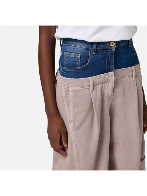 Pantaloni cargo in cotone con baschina in denim ELISABETTA FRANCHI | PJ92D51E251E2DL8